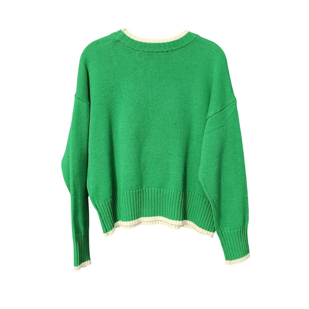 M by Marled Green Tennis Sweater Embroidered Tennis Ball Rackets Women's Large - Picture 5 of 5